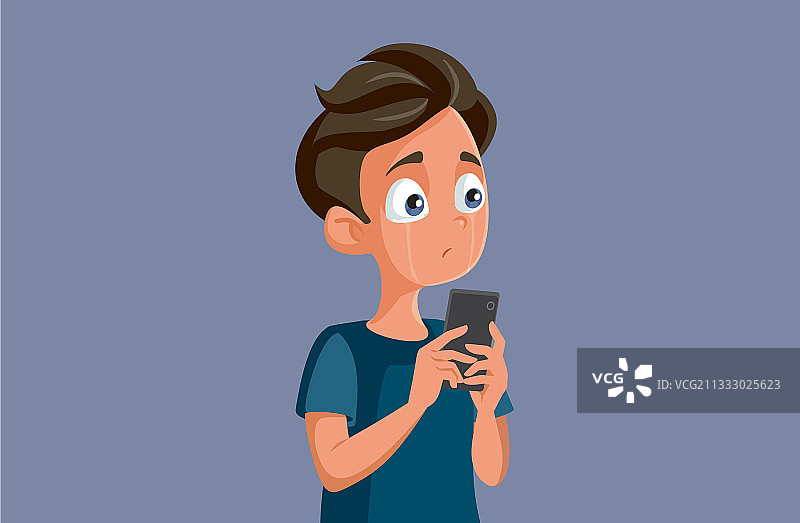 悲伤的青少年男孩感到被网络欺凌图片素材