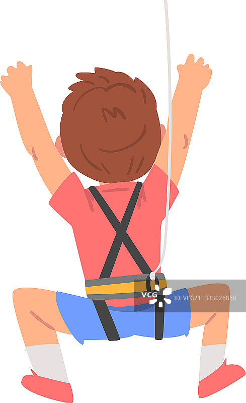 攀岩的可爱男孩背影图片素材