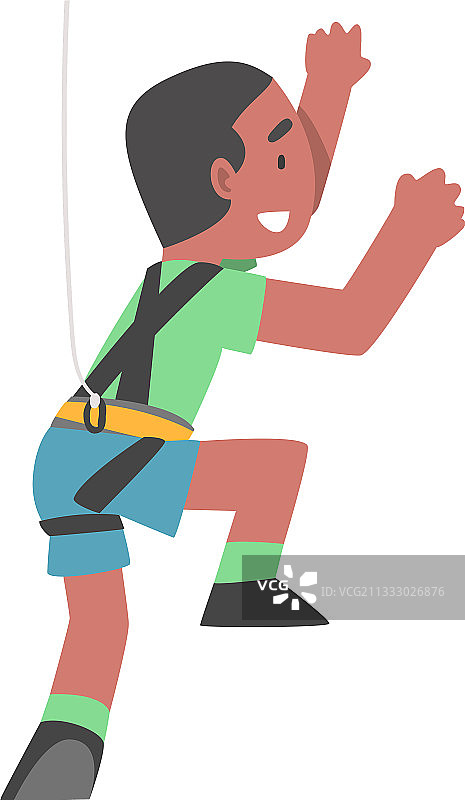 微笑的男孩攀岩图片素材