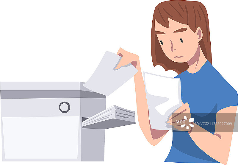 年轻女职员打印文件图片素材