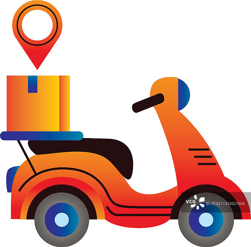 摩托车上的快递服务箱图片素材