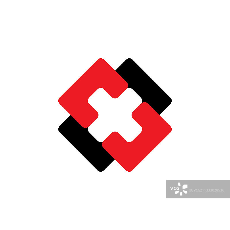 关联的简约方形交叉X标志图片素材