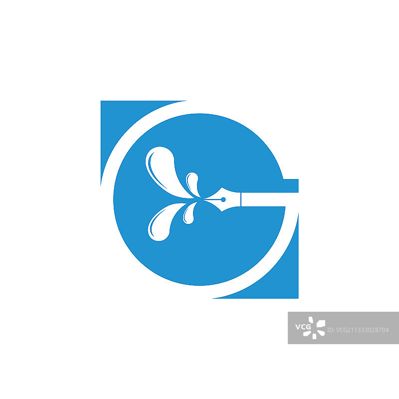 字母G钢笔作家logo设计图片素材