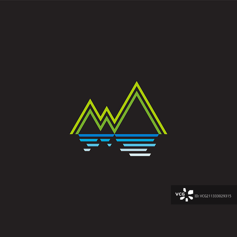 简约几何山海浪花符号图片素材