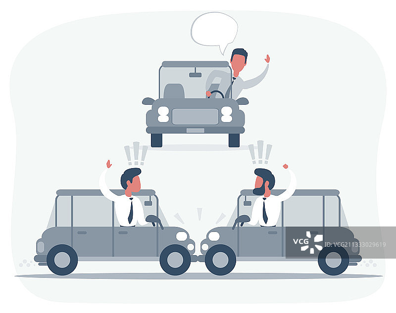 三位司机汽车冲突无人图片素材