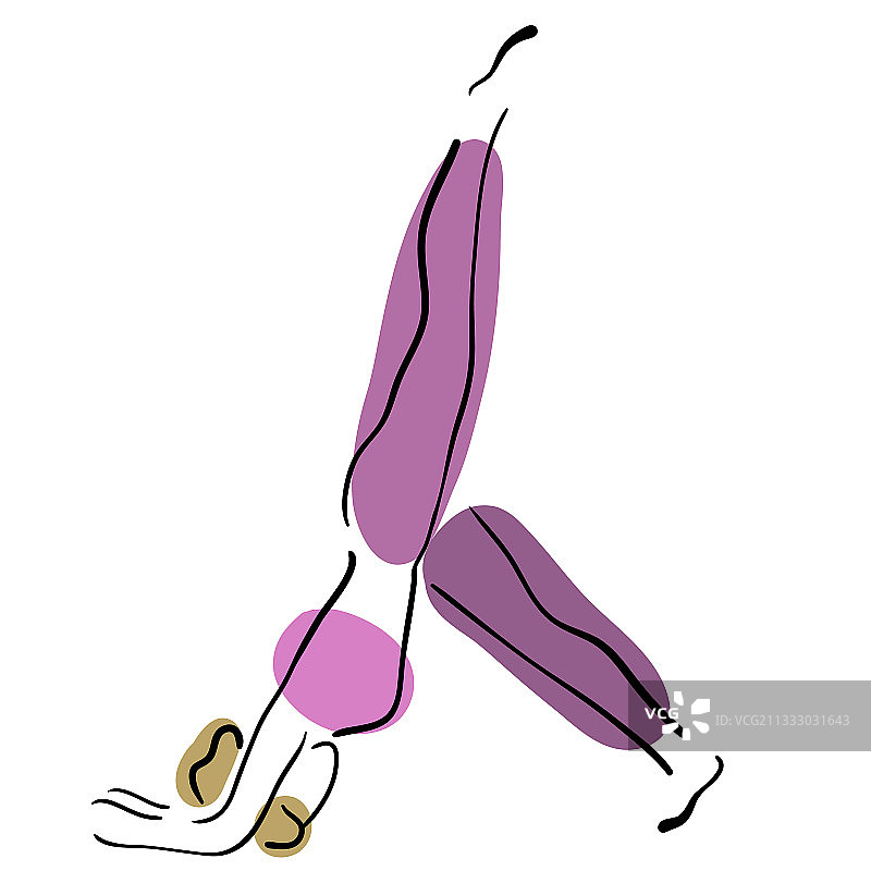 年轻女人做瑜伽的单线画图片素材