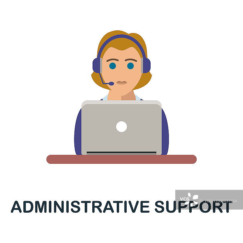 行政支持扁平图标彩色简约设计图片素材