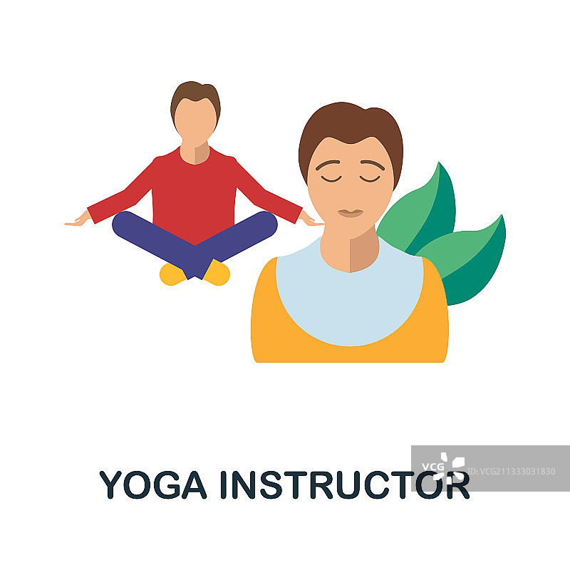 瑜伽教练扁平风彩色图标图片素材