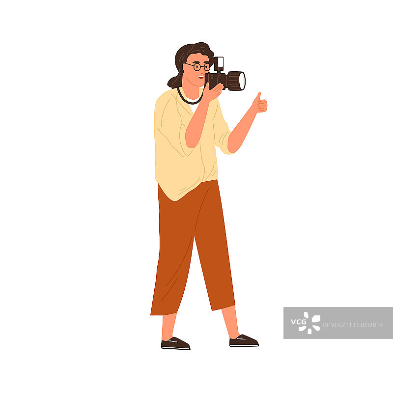 手持数码相机的职业女摄影师图片素材