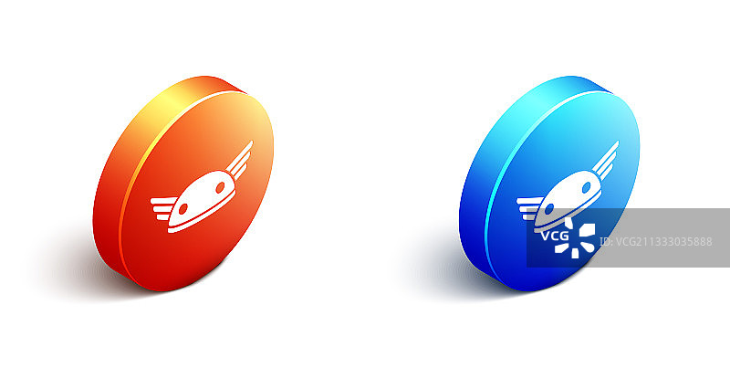 2.5D带翅膀的头盔图标，白色背景图片素材