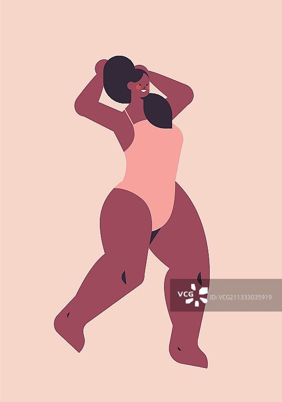 穿着比基尼的年轻微胖女孩图片素材