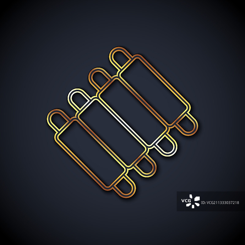 金色线条烤猪排骨图标图片素材