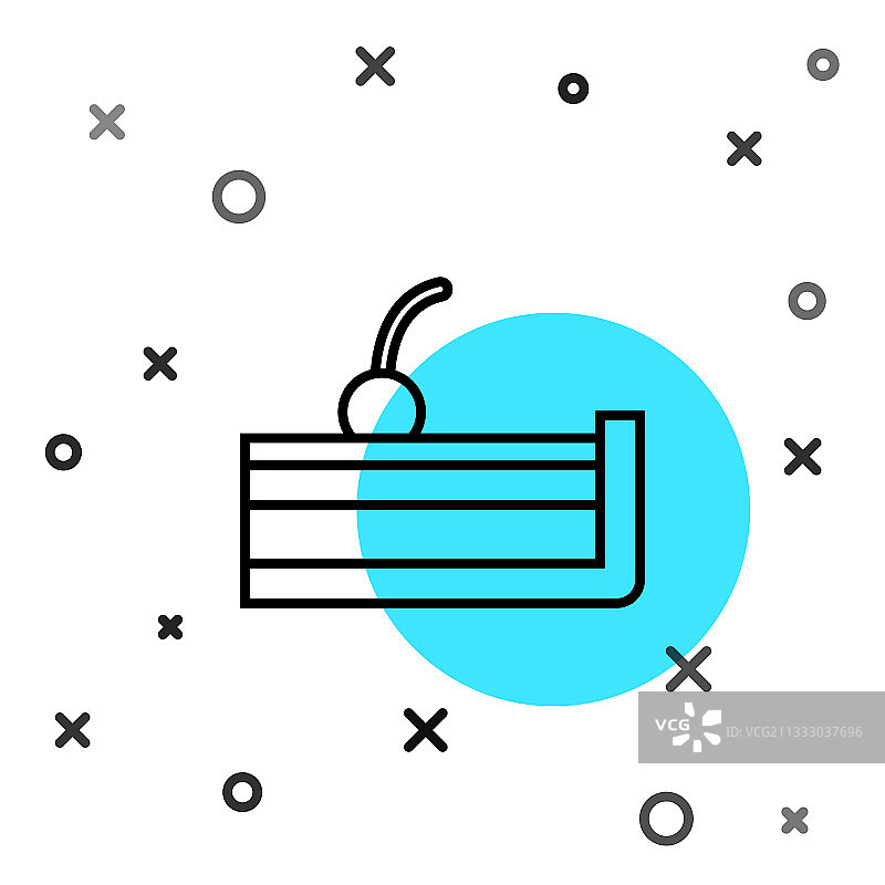 黑色线条水果樱桃芝士蛋糕切片图片素材