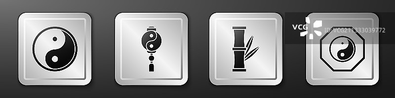 阴阳、竹子和阴阳图标图片素材