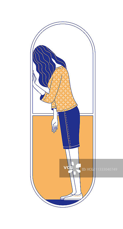 白色药丸符号里的沮丧女人图片素材