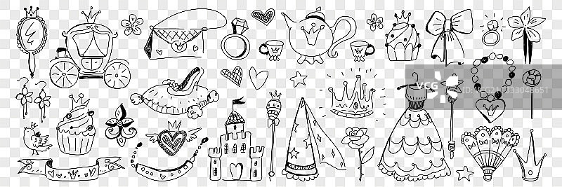 公主服装与生活方式涂鸦图片素材