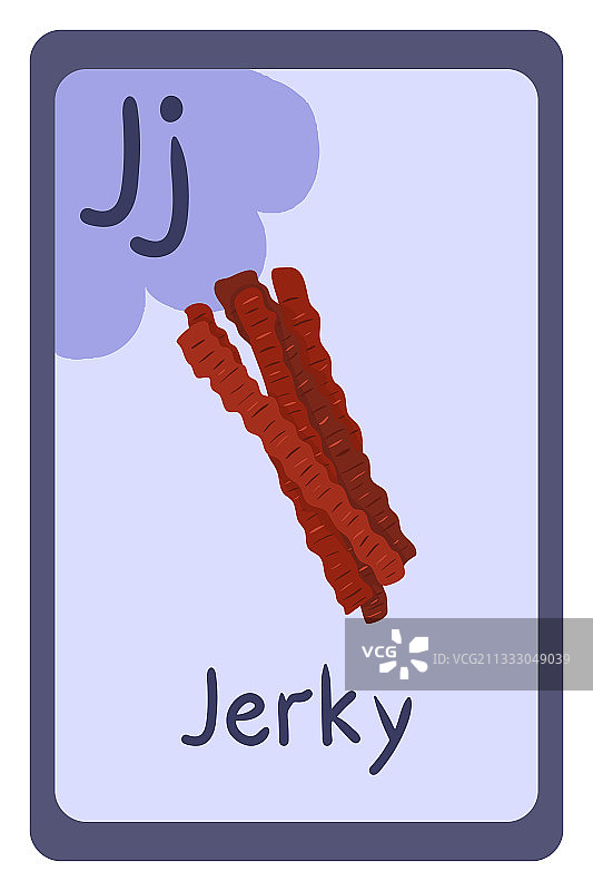 ABC食物教育闪卡字母J-牛肉干图片素材
