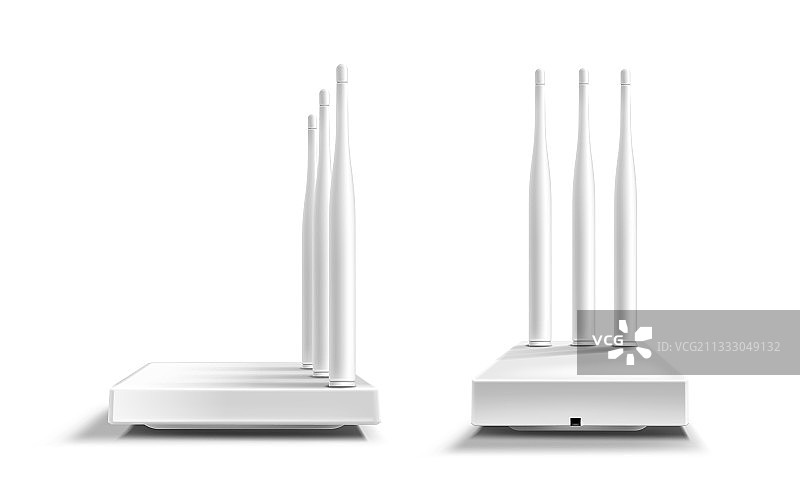 WiFi路由器正面和侧面视图隔离模型图片素材