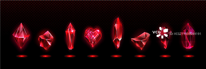 红色魔法水晶玻璃或宝石心图片素材