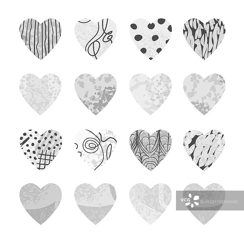 情人节灰色心形套装图片素材