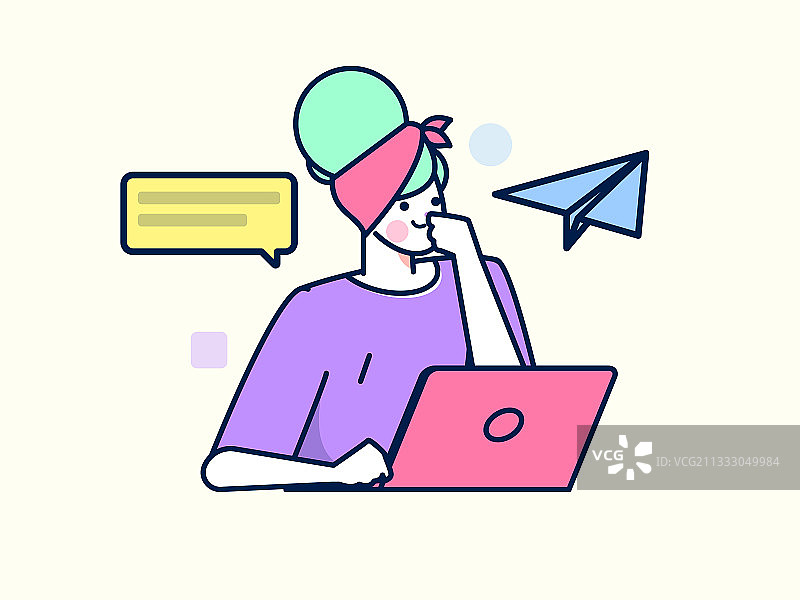 工作中的人物协作扁平矢量概念运营插画图片素材