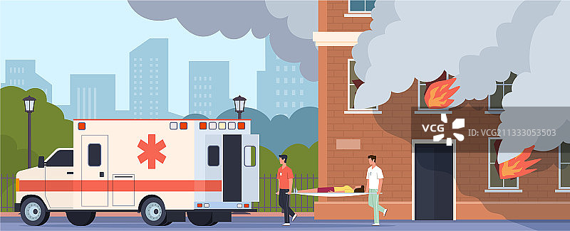 急救人员运送受伤妇女图片素材