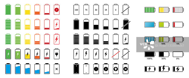 电池容量图标套装图片素材