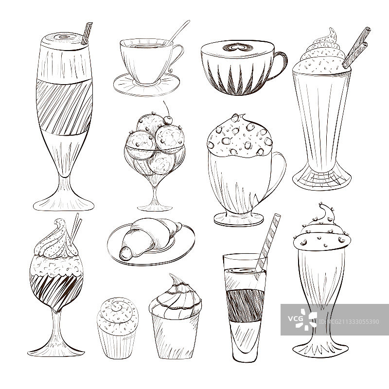 咖啡杯素描黑色素材图片素材