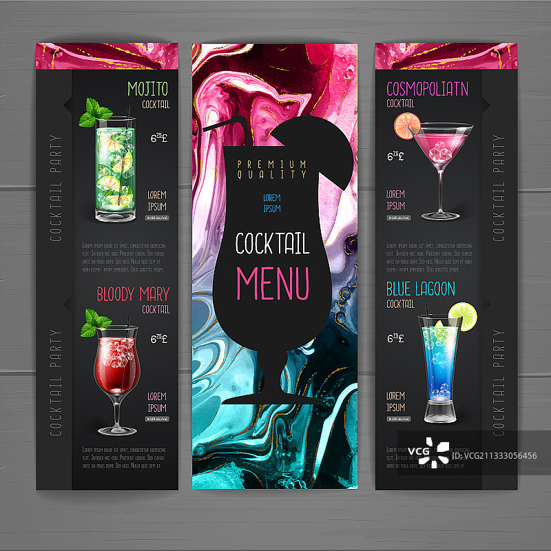 水墨风鸡尾酒单设计图片素材