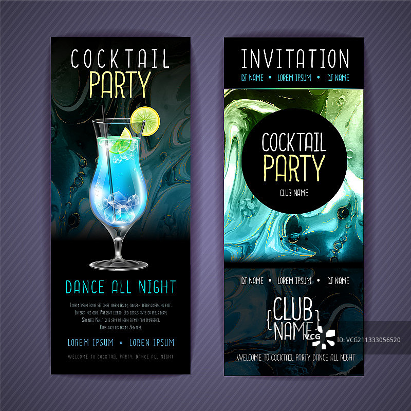 水墨风鸡尾酒单设计图片素材