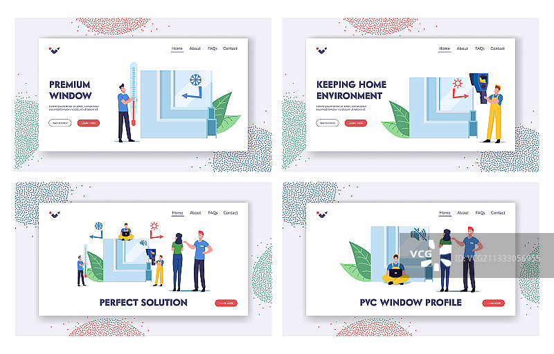 PVC窗户型材安装流程引导页图片素材