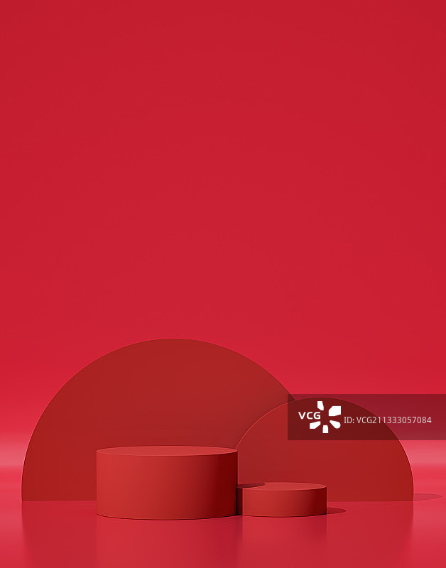 红色产品展台三维场景图片素材