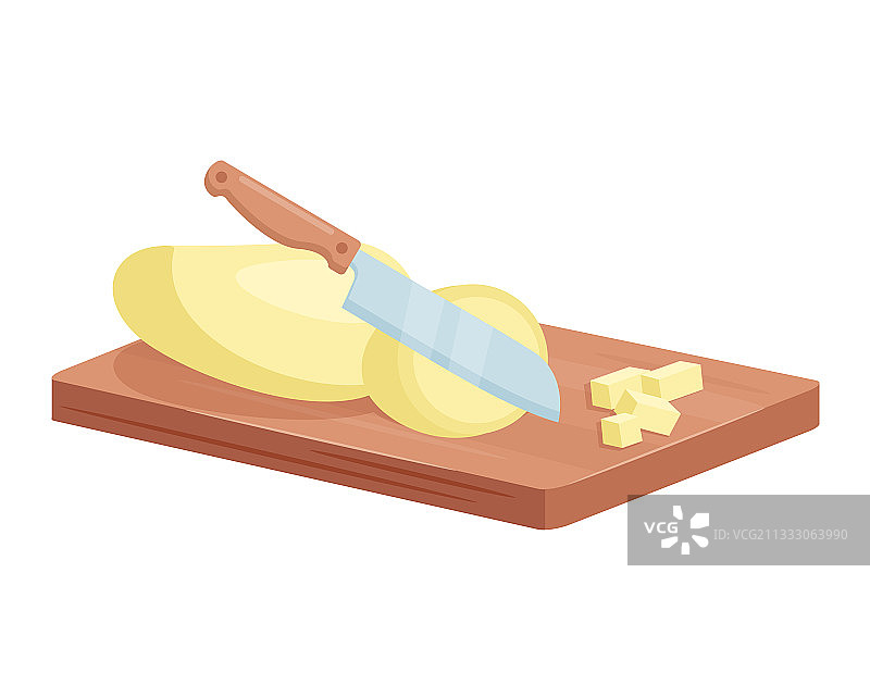 厨房切土豆过程2.5D示意图图片素材