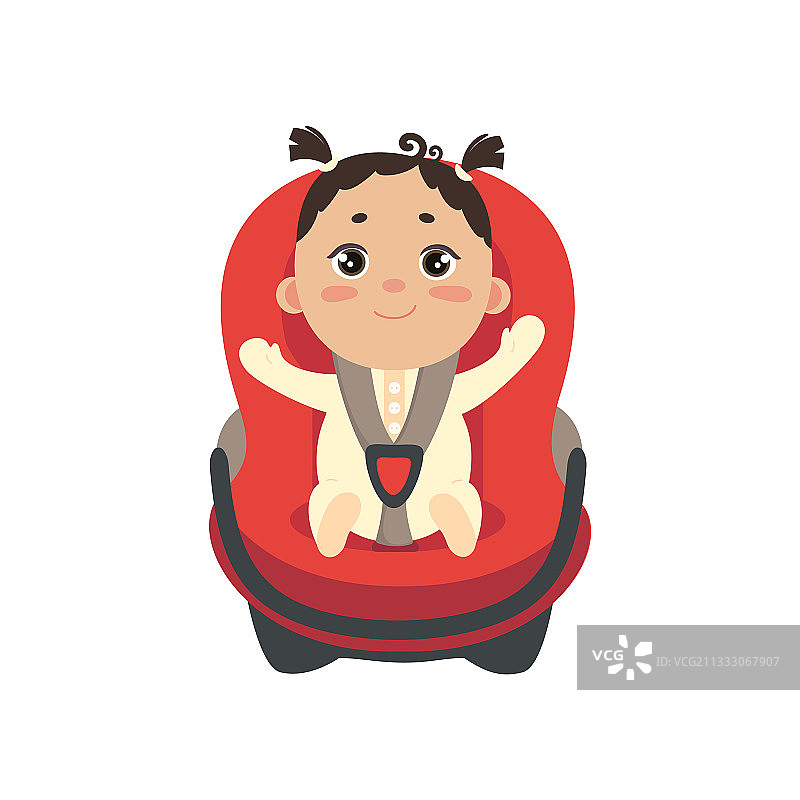 坐在汽车座椅上的小女孩图片素材