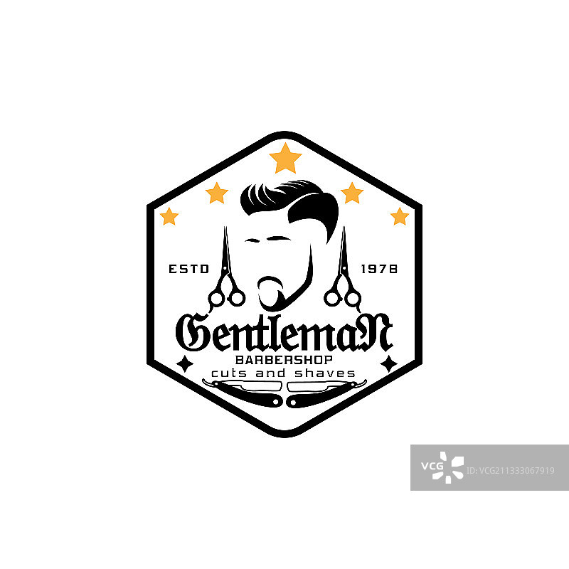 男士理发店标志设计图片素材