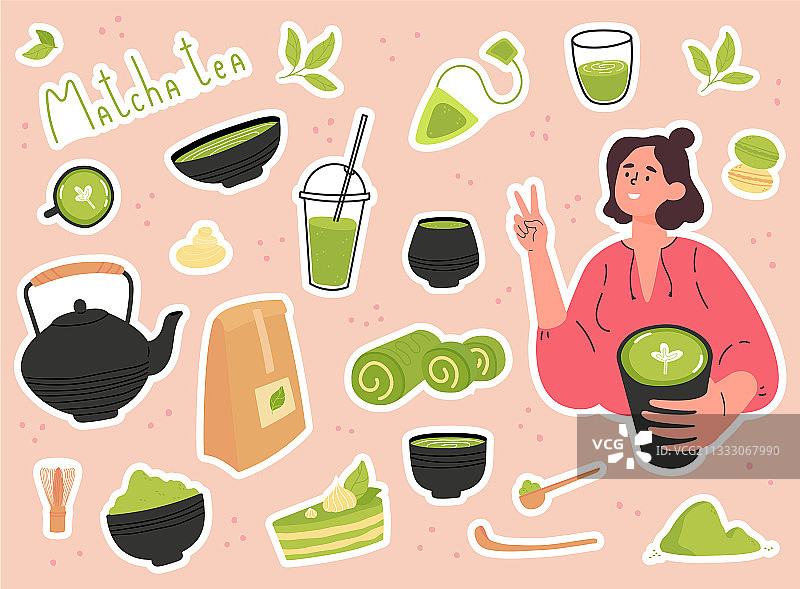 多种抹茶产品贴纸图片素材