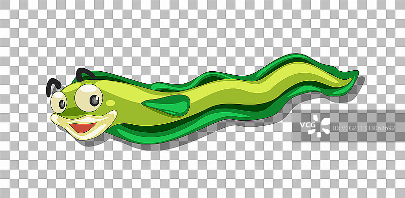 透明背景上孤立的可爱鳗鱼卡通角色图片素材