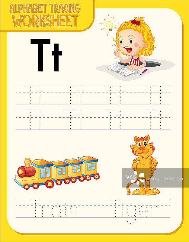 字母T描摹练习册图片素材