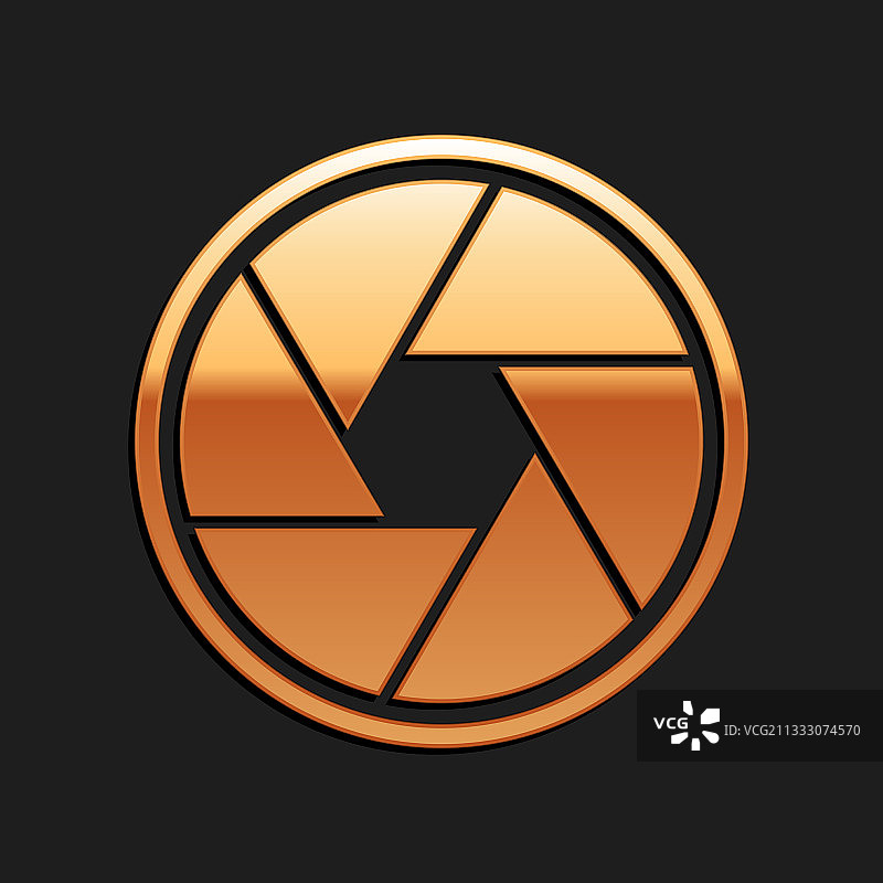 金色相机快门图标，黑色背景图片素材