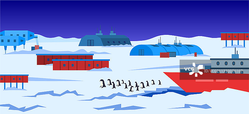 卡通彩色南极极地站图片素材