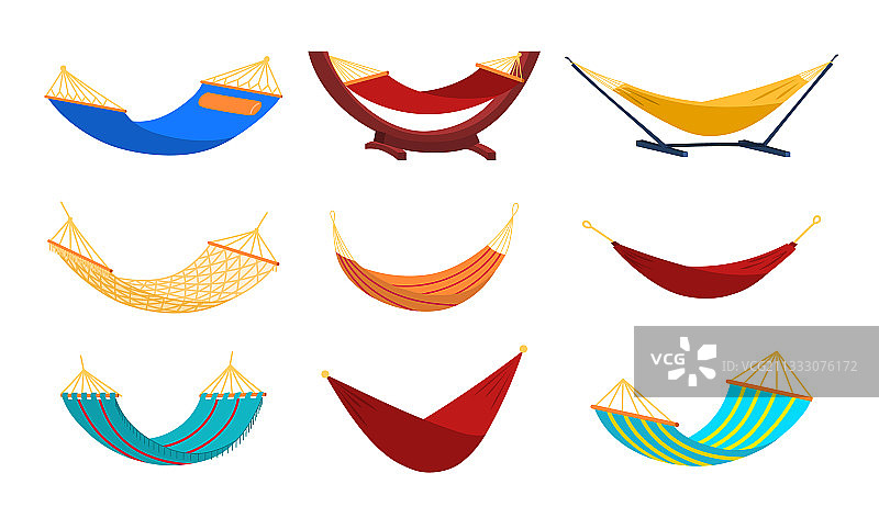 卡通彩色吊床图标合集图片素材