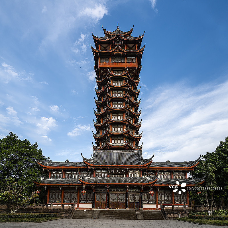 傍晚的成都九天楼图片素材