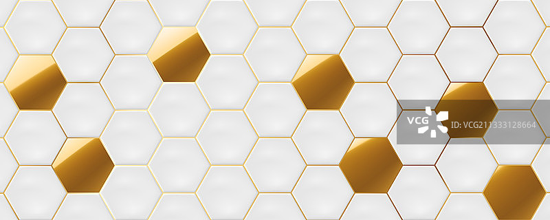 白色和金色六边形瓷砖图片素材