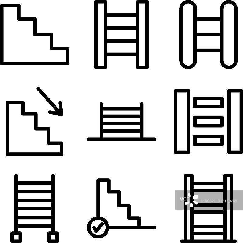 楼梯图标或标志（独立符号）图片素材