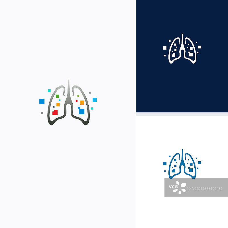 像素肺部数字肺部标志设计概念图片素材