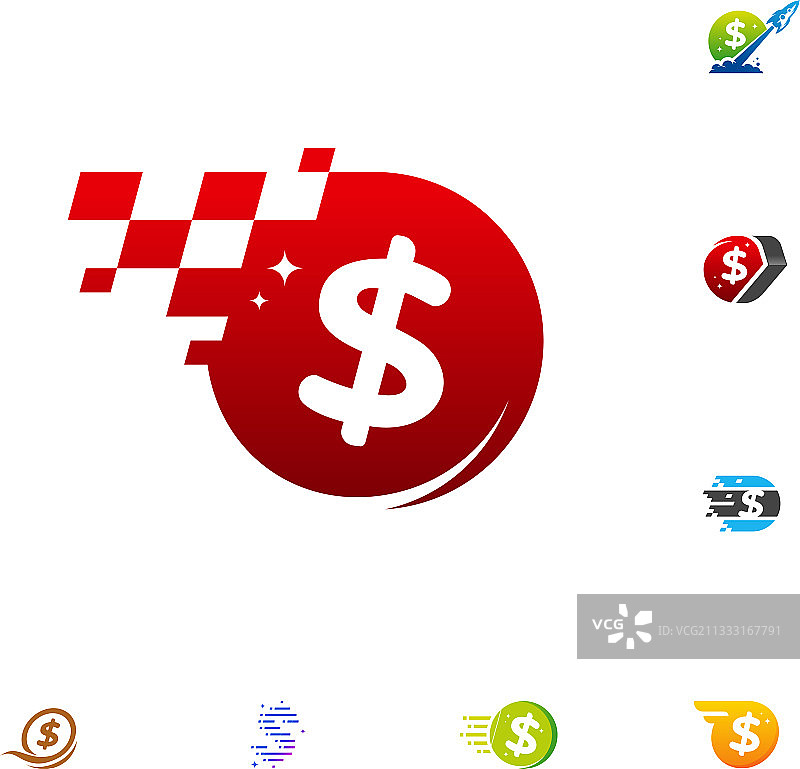 快速硬币标志设计概念，快速现金标志图片素材