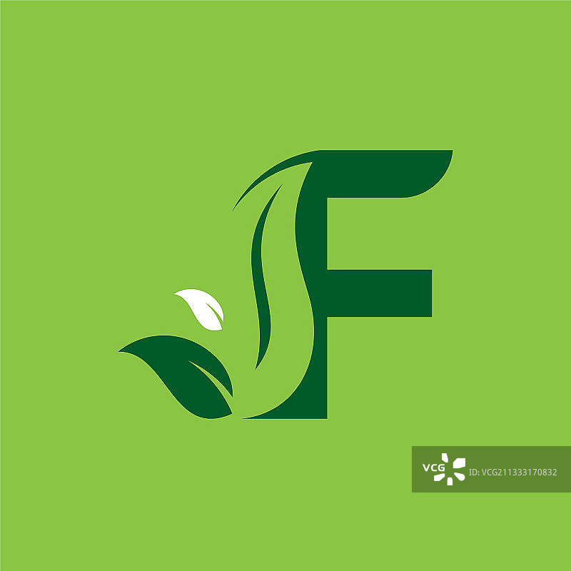 字母F绿叶标志设计元素图片素材