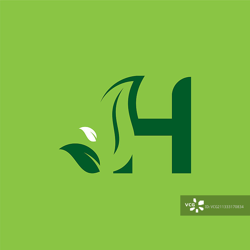 字母H绿色叶子标志设计元素图片素材