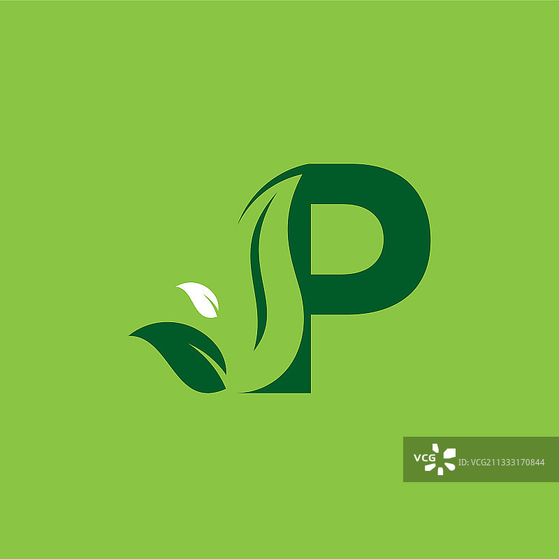 字母P绿色叶子标志设计元素图片素材