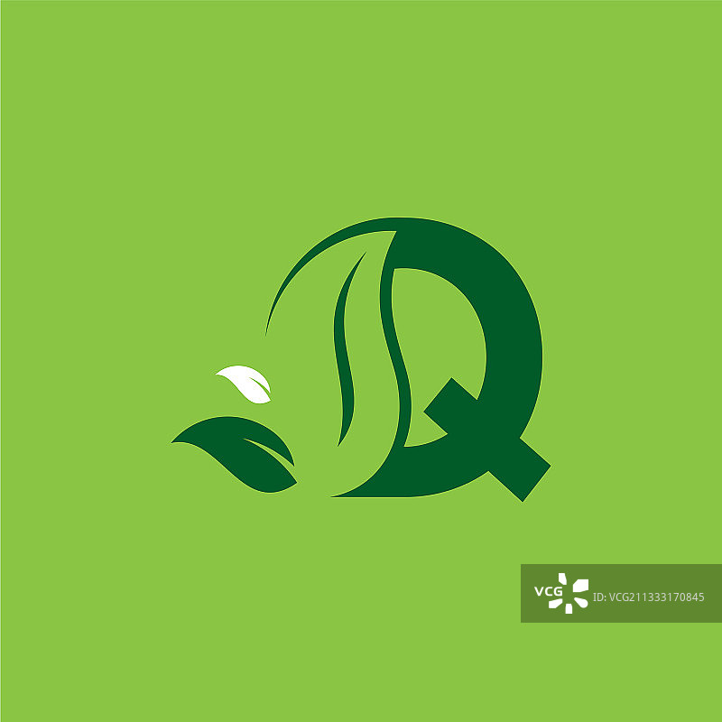 字母Q绿叶标志设计元素图片素材